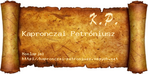 Kapronczai Petróniusz névjegykártya