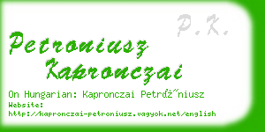 petroniusz kapronczai business card